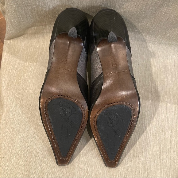 DONALD PLINER Sz 7.5N Pointy Black and Metallic Witchcore Heels Zipper Shoes - Picture 8 of 11